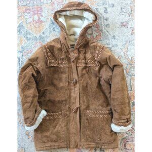 Vintage Ruggedwear Leather Coat-Sm (Fits M/L) - Womens-Faux Shearling Lined-Read